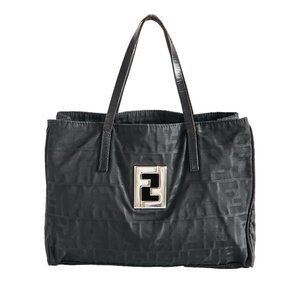 Fendi Zucca Logo Black Small Tote Bag, Small Fendi Bag, Black Fendi Handbag